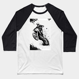 Dirt bike cool wheelie - ink splash white background Baseball T-Shirt